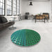 Round Patterned Light Sea Green Novelty Rug in a Office, pat2376