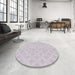 Round Machine Washable Transitional Lavender Purple Rug in a Office, wshpat2377