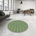 Round Patterned Green Peas Green Rug in a Office, pat2378lblu