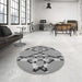 Round Patterned Cloud Gray Rug in a Office, pat2379gry