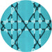 Square Patterned Bright Cyan Blue Rug, pat2379lblu