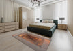 Machine Washable Transitional Dark Sienna Brown Rug in a Bedroom, wshpat237