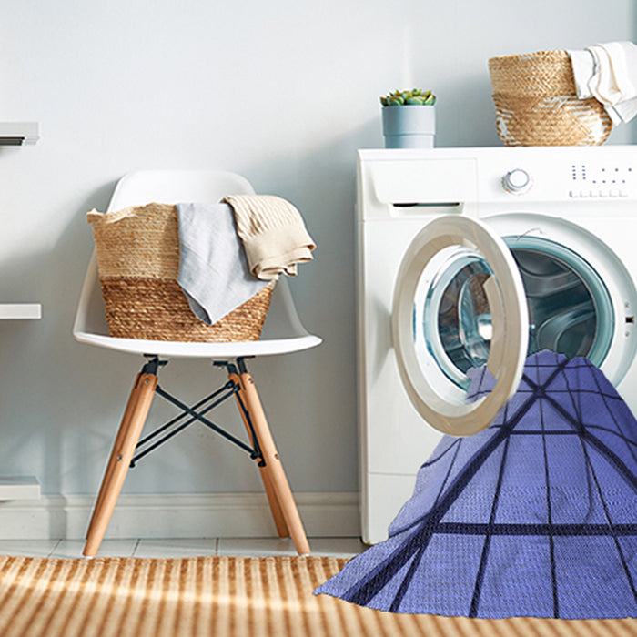 Machine Washable Transitional Denim Blue Rug in a Washing Machine, wshpat238blu