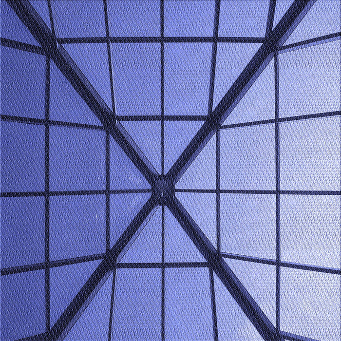 Round Patterned Denim Blue Rug, pat238blu