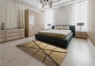 Patterned Metallic Gold Rug in a Bedroom, pat238brn