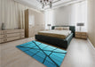 Patterned Dark Cyan Green Rug in a Bedroom, pat238lblu
