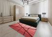 Patterned Red Rug in a Bedroom, pat238rd