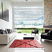 Square Patterned Red Rug in a Living Room, pat238rd