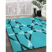 Patterned Bright Cyan Blue Rug in Family Room, pat2380lblu