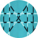 Square Patterned Bright Cyan Blue Rug, pat2380lblu