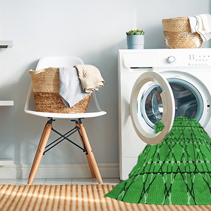 Machine Washable Transitional Green Rug in a Washing Machine, wshpat2381grn