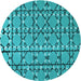 Square Machine Washable Transitional Dark Cyan Green Rug in a Living Room, wshpat2381lblu