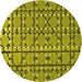 Square Patterned Olive Green Rug, pat2381yw