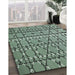 Patterned Forest Green Novelty Rug in Family Room, pat2381