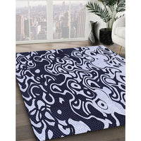 Patterned Night Blue Rug, pat2382blu