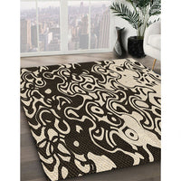 Patterned Midnight Gray Rug, pat2382brn