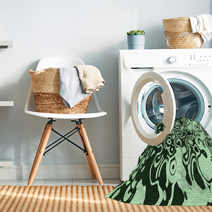 Machine Washable Transitional Light Green Rug in a Washing Machine, wshpat2382grn