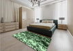 Patterned Light Green Rug in a Bedroom, pat2382grn