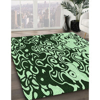 Patterned Light Green Rug, pat2382grn