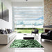 Square Patterned Light Green Rug in a Living Room, pat2382grn