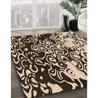 Patterned Black Brown Rug, pat2382org