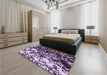 Patterned Dark Purple Rug in a Bedroom, pat2382pur