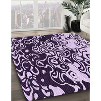 Patterned Dark Purple Rug, pat2382pur