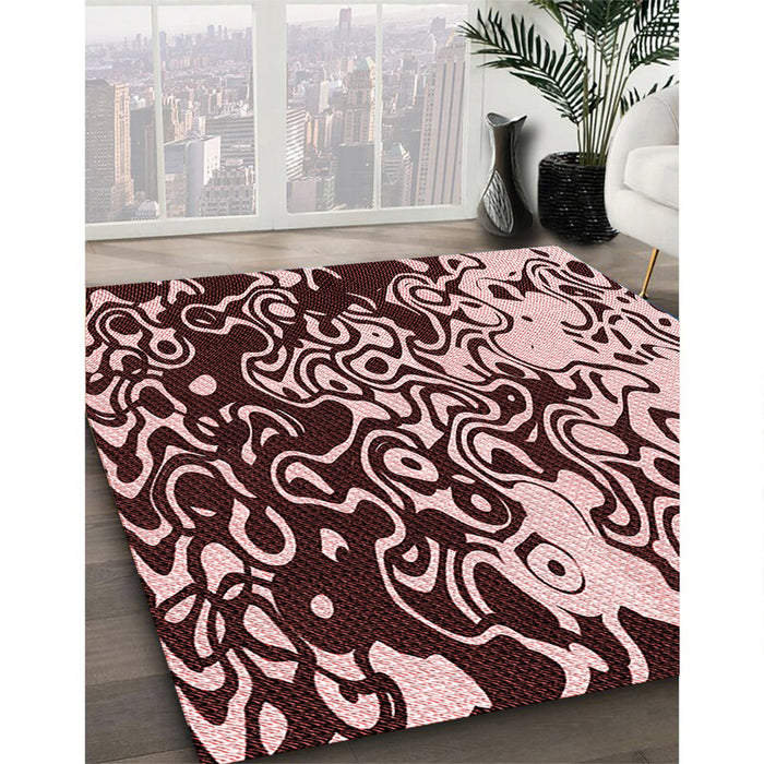 Patterned Baby Pink Rug in Family Room, pat2382rd