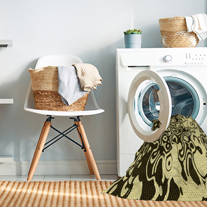 Machine Washable Transitional Black Brown Rug in a Washing Machine, wshpat2382yw
