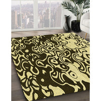 Patterned Black Brown Rug, pat2382yw