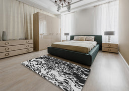 Patterned Light Gray Novelty Rug in a Bedroom, pat2382