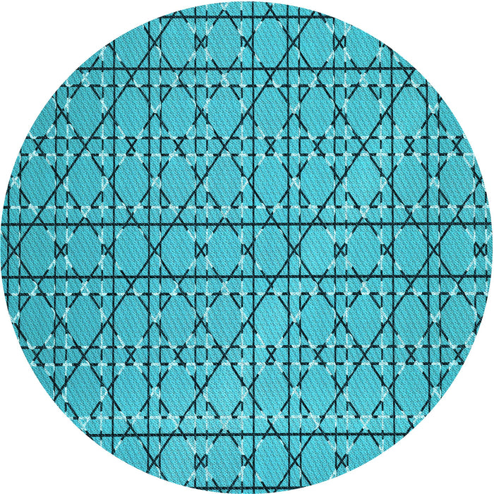 Square Patterned Dark Cyan Green Rug, pat2383lblu