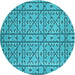 Square Patterned Dark Cyan Green Rug, pat2383lblu