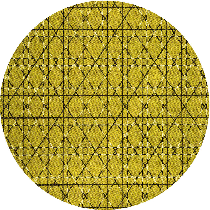Square Patterned Dark Yellow Green Rug, pat2383yw
