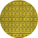 Square Patterned Dark Yellow Green Rug, pat2383yw