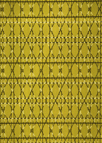 Machine Washable Transitional Dark Yellow Green Rug, wshpat2383yw