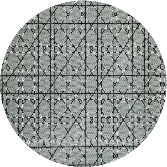Sideview of Patterned Silver Gray Novelty Rug, pat2383