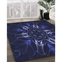 Patterned Deep Periwinkle Purple Rug, pat2384blu