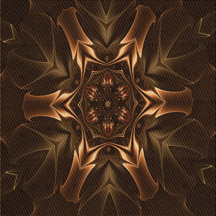 Round Patterned Saddle Brown Rug, pat2384org