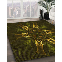 Patterned Dark Bronze Brown Rug, pat2384yw