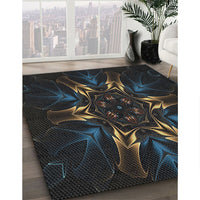 Patterned Black Novelty Rug, pat2384