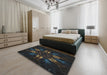 Machine Washable Transitional Black Rug in a Bedroom, wshpat2384