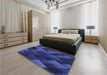 Patterned Denim Dark Blue Rug in a Bedroom, pat2385blu