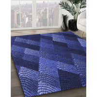 Patterned Denim Dark Blue Rug, pat2385blu