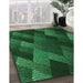 Machine Washable Transitional Dark Forest Green Rug in a Family Room, wshpat2385grn