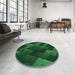 Round Patterned Dark Forest Green Rug in a Office, pat2385grn