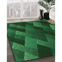 Patterned Dark Forest Green Rug, pat2385grn