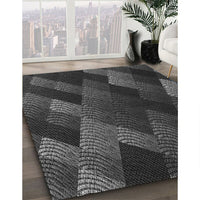 Patterned Charcoal Black Rug, pat2385gry