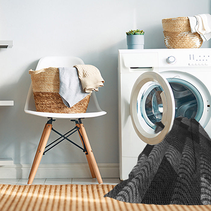 Machine Washable Transitional Charcoal Black Rug in a Washing Machine, wshpat2385gry