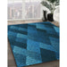 Patterned Blue Rug in Family Room, pat2385lblu